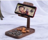 Adjustable Angle Black Walnut Wood Phone Holder Beech Key Storage Tray