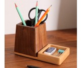 Exquisite Pure Wood Office Organize Storage Pen Holder