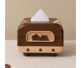 Abstract Cat Tissue Box, Black Walnut Wood Design