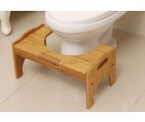 Adjustable Bamboo Toilet Stool Built-In Foot Massager 