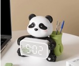 Adorable Panda Decorative Desk Clock and Pen Holder