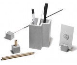 Concrete Pen Holder with 3 Cubes Desk Organizer