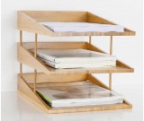 Bamboo Multi-Tier  Desk Organizer Tray Letter File Holder 