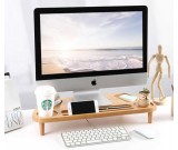 Wooden Computer Monitor Stand Riser With Desktop Storage Organizer 