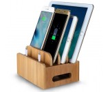  Bamboo Multi- Device Desktop Organizer  Charging Station For Smart Phones, Tablets and Laptops