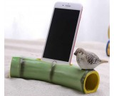 Bamboo Style Ceramic Speaker Sound Amplifier Stand Dock for SmartPhone