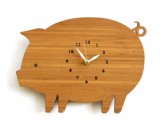 Bamboo Wood Pig Wall Clock
