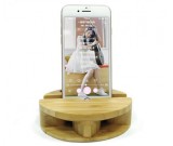 Bamboo Smartphone Cell Phone Charging Dock Speaker Amplifier Megaphone Holder Stand for iPhone 