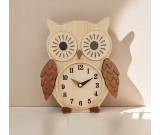 Big Eyed Owl Wooden Table Clock, Home Office Decoration