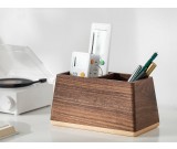 Black Walnut Double Grid Pen Holder,Storage Box