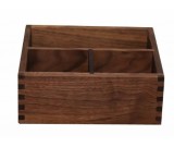 Black Walnut Wooden 3 Compartment Desk Organizer Pen Pencil Holder/Remote Control Holder Organizer 