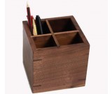 Black walnut Wooden 4 Compartments Desktop Storage Organizer Pen Pencil Holder 