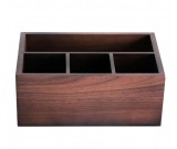 Black walnut Wooden Desktop Storage Organizer / Remote Control Caddy Holder Wood Box Container for Desk, Office Supplies, Home, End Table