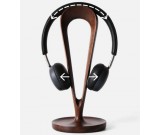 Black Walnut Wooden Headphone Stand Hanger with Cable Plate