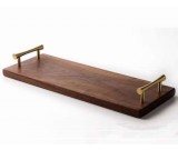 Black Walnut Wooden Serving Tray With Handles