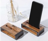 Black Walnut Wooden Sound Louder Cell Phone Table Stand Amplifier Holder for  iPhone Android Smartphone