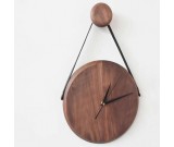 Black Walnut Wooden Wall Clock with Rope Hanger