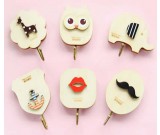  Cartoon Wood  Decorative Adhensive Hook, Set of 6