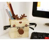 Cartoon Wooden Pen Holder With Eyeglasses Holder