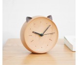 Simple Wooden Cat Face Shape Desk Clock