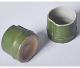 Ceramic Green Bamboo Shape Water Mug,set of 4