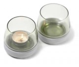 Clear Glass Candle Tealight Holder With  Concrete  Base