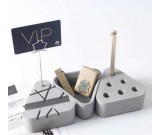 3pcs Concrete Office Desk Organizer Set - Phone Stand / Pencil Holder / Business Card Holder