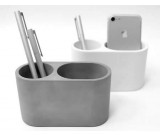 Concrete  Office Desktop Supplies 2 Compartments Storage  Pen Holder