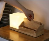 Creative Desktop Wooden Storage Box With Night Light Function