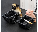 Cute Cartoon Piggy Puppy Trolley Shape Ashtray
