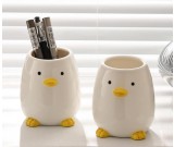 Cute Ceramic Duck Pen Holder,Office Organize