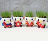 4 PCS Set Cute Cartoon Pig Ceramic Succulent Cactus Flower Potfor for Home Garden Office Desktop Decoration