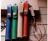 Cylinder Shaped Leather Single Pen ProtectiveCase with Neck Strap  