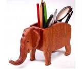  Elephant Shape Wooden Pen Cup/Pen Holder Desk Organizer 