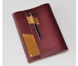 Genuine Leather  Loose-leaf A5 Notebook With Pen Slot