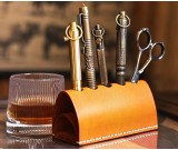 Handcrafted Leather Desktop Pen Holder