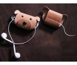  Leather Animal Face Headphone Earphone Wrap Winder Cord Organizer 