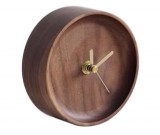 Handmade Black Walnut Round Table Alarm Clock 