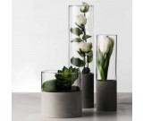 Handmade Concrete & Glass Vase