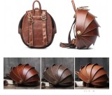 Handmade Genuine Leather Beetle Backpack Purse Travel Bag for Women and Men 