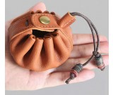 Handmade  Genuine Leather  Draw String Pouch Coin Purse Storage Bag Box 