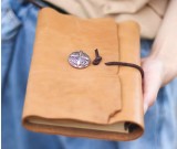 Handmade Genuine Leather Refillable  Binder Diary Travel Journal Notebook,Apricot & Brown