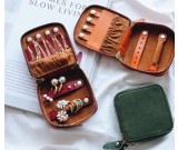 Handmade Genuine Leather Travel Jewelry Organizer Bag Storage Case for Necklace, Earrings, Rings, Bracelet