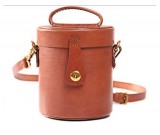 Handmade Leather Cylinder Shaped Coin Purse Shoulder Bag