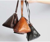 Handmade Leather Key Purse Earphone Storage Triangle Bag 