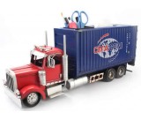 Handmade Shipping Container Tissue Box With Trailer Carrier Truck