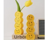Happy Smiley Expression Ceramic Art Yellow Vase