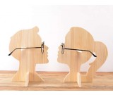Wooden Human Head  Shaped Sunglasses Glasses Holder / Spectacle Display Stand