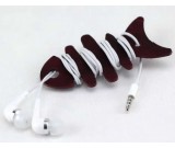 Leather Fish Cord Organizer Holder Headset Headphone Earphone Wrap Winder