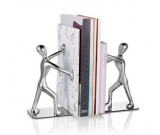 1 Pair-Metal Men Pushing Books Decorative Bookends